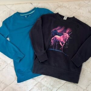 Girls Sweatshirt Bundle 7/8 | Xersion Teal Top & Unicorn Pullover